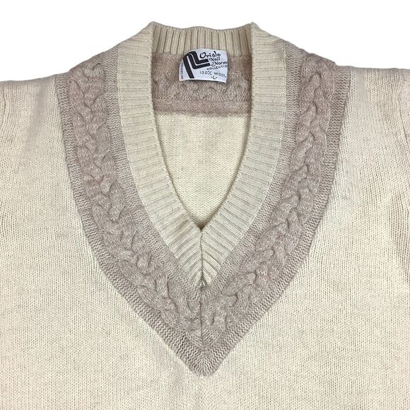 Neil Norman Collection Ivory Yellow Cream V-Neck Sweater Women's  M - L Wool - Picture 2 of 10